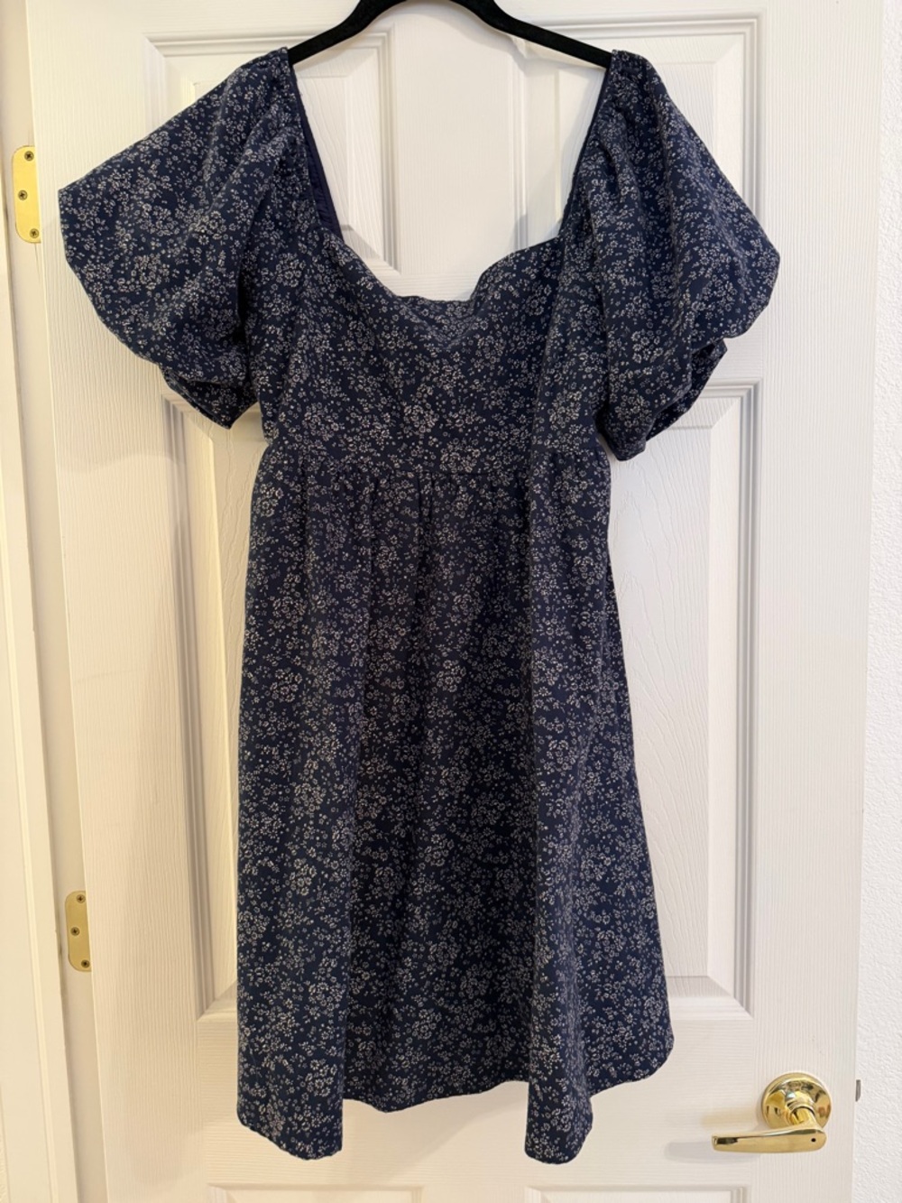 Tullabee Navy Floral Puff-Sleeve Cotton Dress